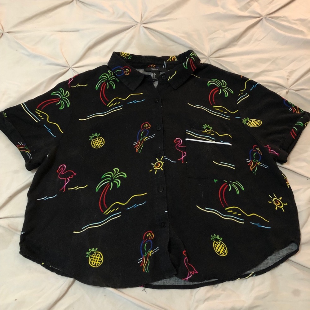Forever 21 cropped Hawaiian Top